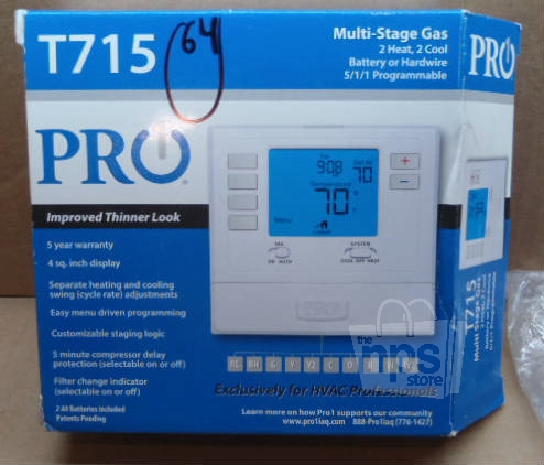 PRO1 IAQ T715 White 4" Square Display Multi Stage Gas Programmable