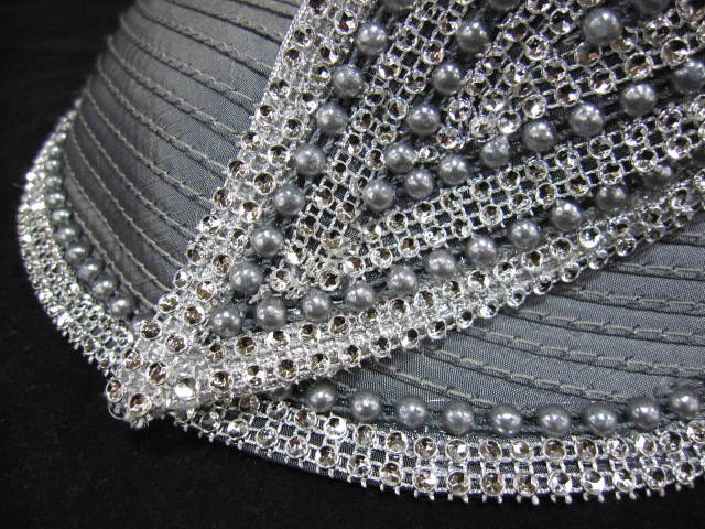 Whittall & Shon Jeweled Rhinestone Beaded Evening Dress Church Hat 22.5